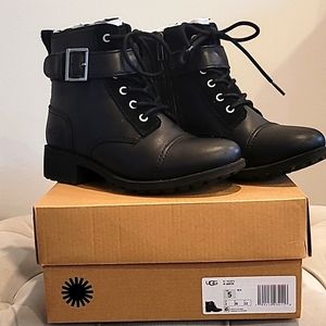 Ugg leather size 5 Black Jaidyn Combat ankle boot